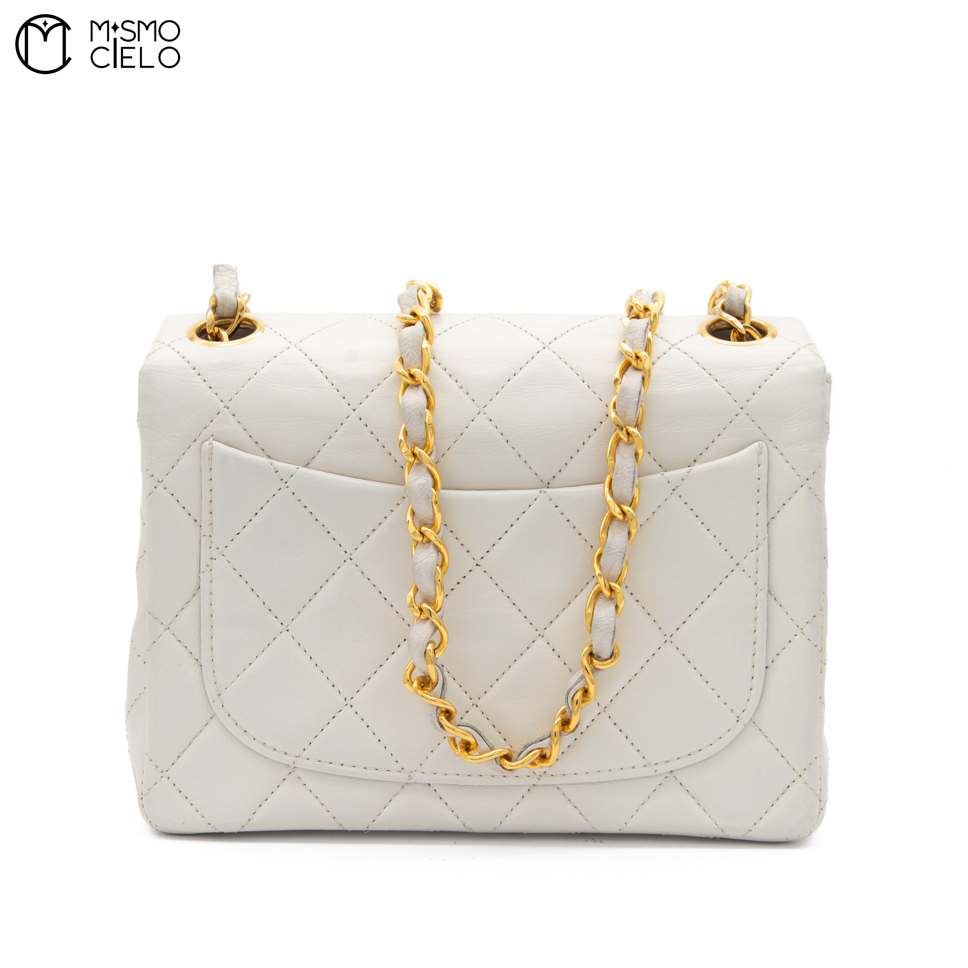 Mini Matelasse White Shoulder Bag