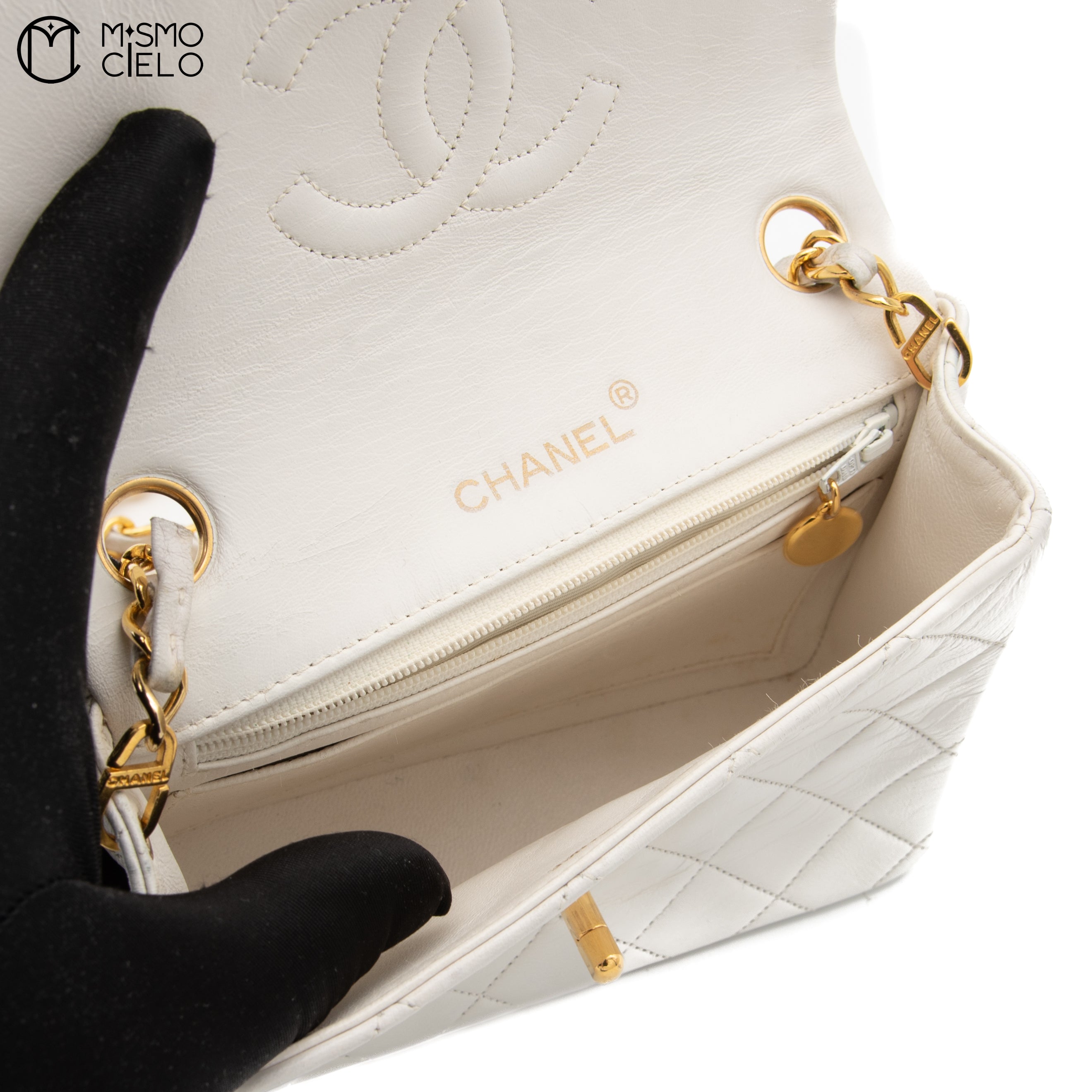 Mini Matelasse White Shoulder Bag