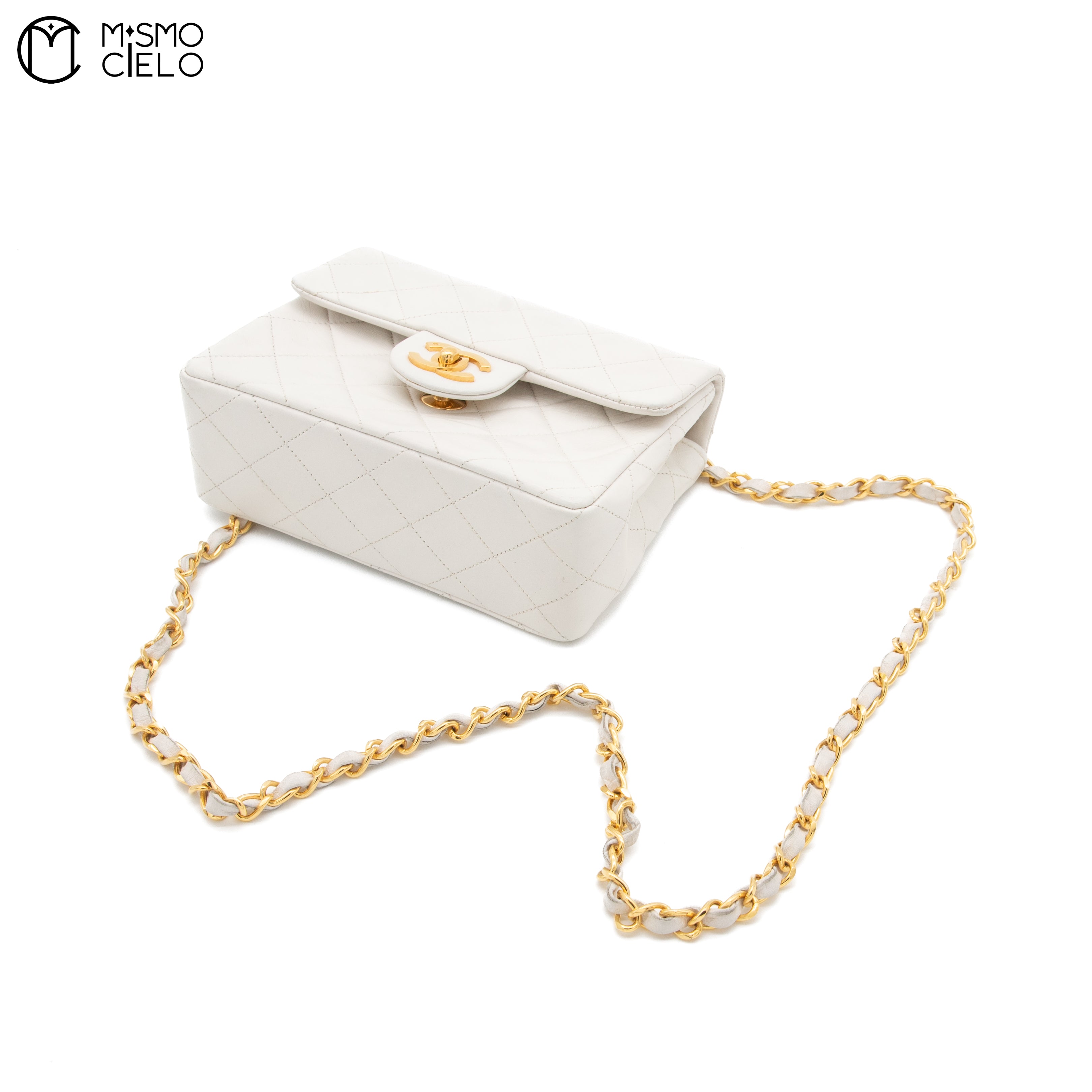 Mini Matelasse White Shoulder Bag