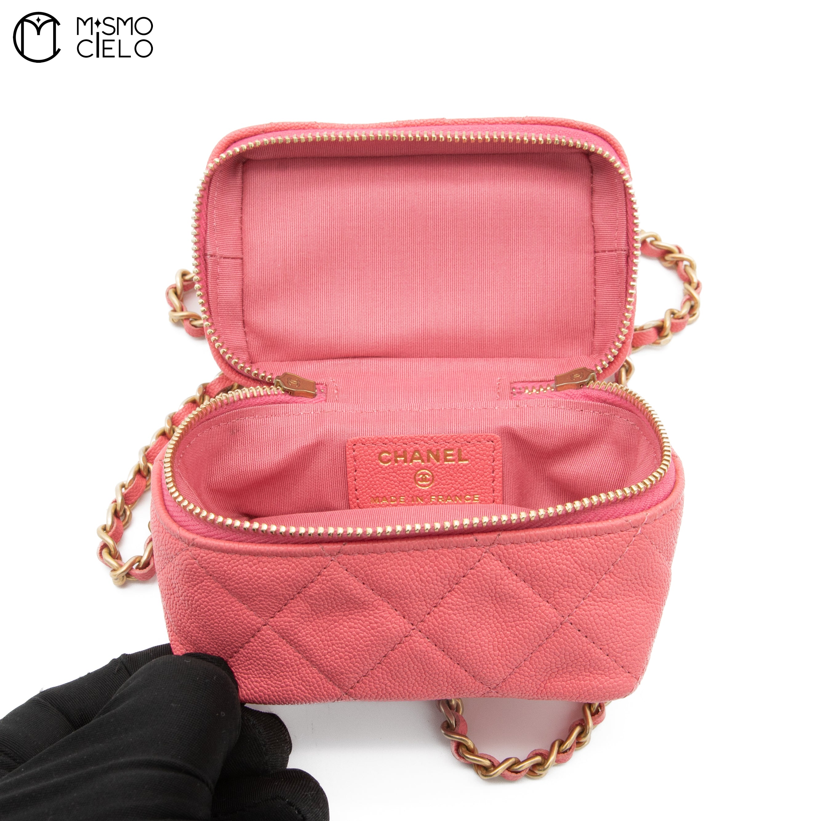 Mini Pink Caviar Skin Vanity Bag