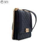 North South Boy Bag in Quilted Calfskin with Gold Tone Hardware