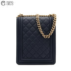 North South Boy Bag in Quilted Calfskin with Gold Tone Hardware