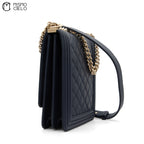 North South Boy Bag in Quilted Calfskin with Gold Tone Hardware