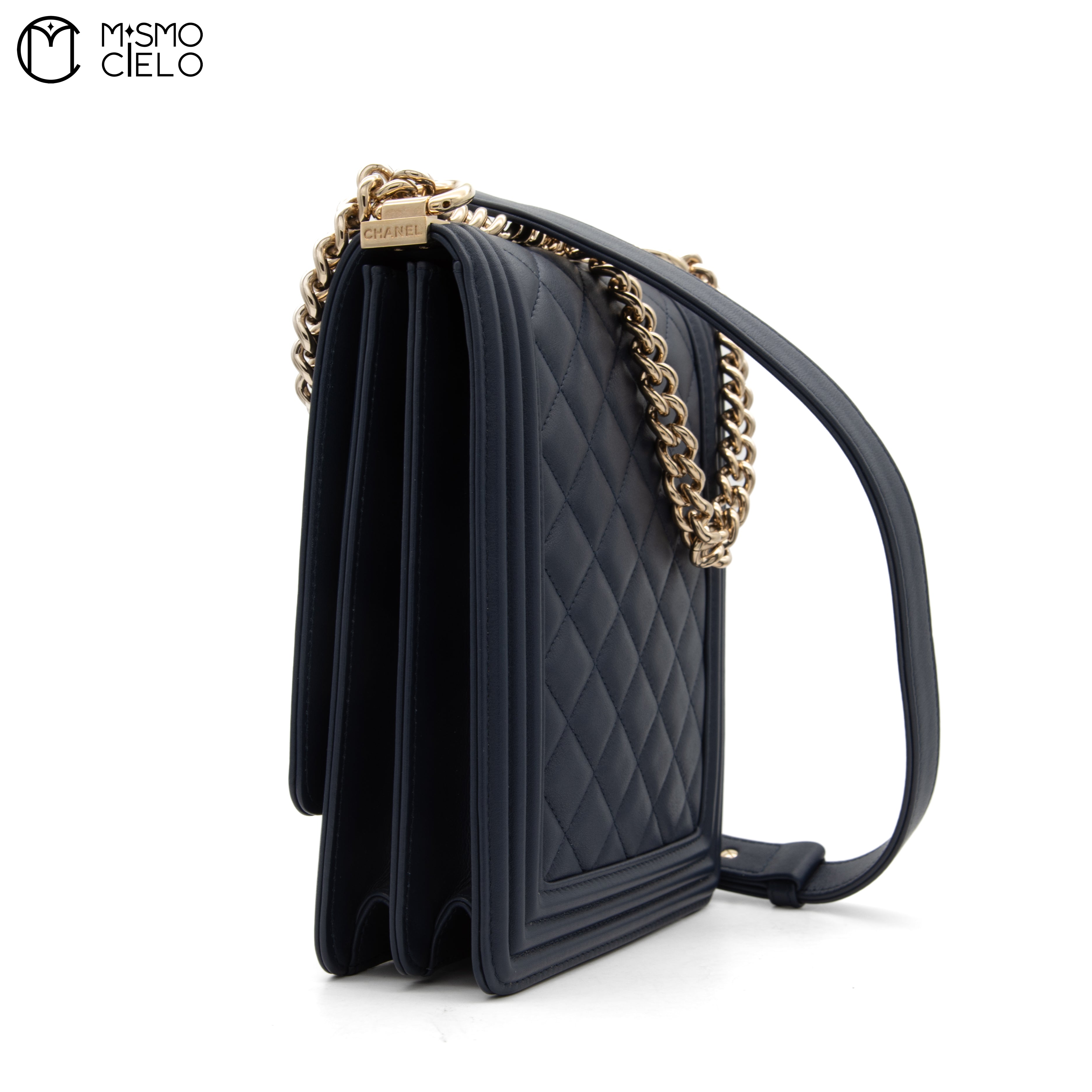 North South Boy Bag in Quilted Calfskin with Gold Tone Hardware