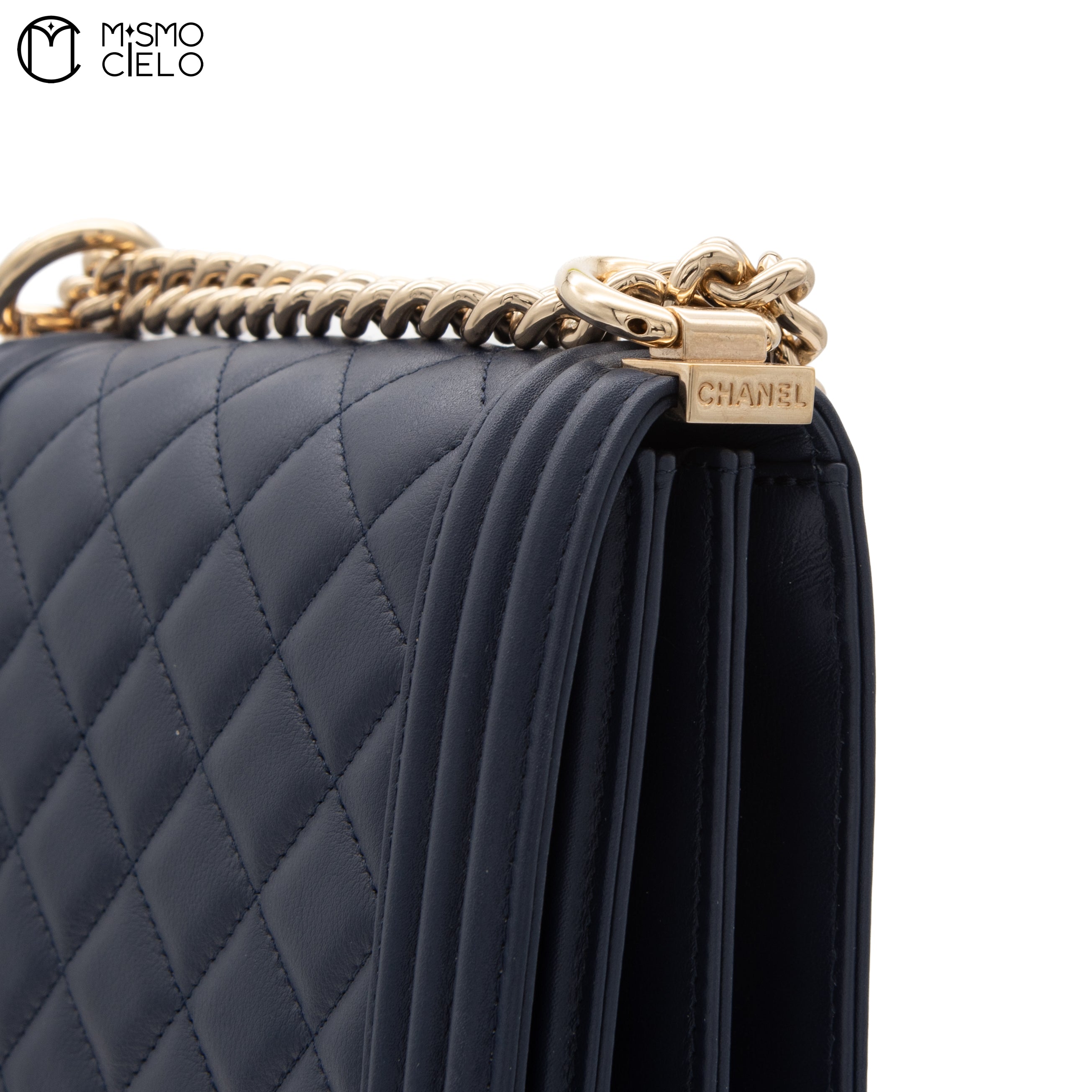 North South Boy Bag in Quilted Calfskin with Gold Tone Hardware