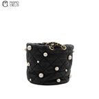 Lambskin Mini Pearl Chain Bucket Shoulder Bag