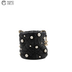 Lambskin Mini Pearl Chain Bucket Shoulder Bag