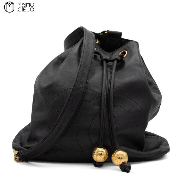 Coco Mark Drawstring Chain Backpack With Pouch