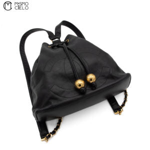 Coco Mark Drawstring Chain Backpack With Pouch