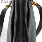 Caviar Skin Triple Coco Double Chain Shoulder Black