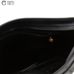 Caviar Skin Triple Coco Double Chain Shoulder Black