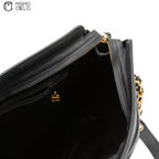 Caviar Skin Triple Coco Double Chain Shoulder Black