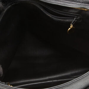 Caviar Skin Triple Coco Double Chain Shoulder Black