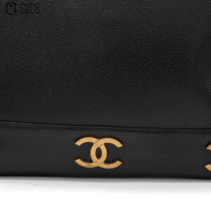 Caviar Skin Triple Coco Double Chain Shoulder Black