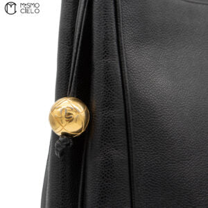 Caviar Skin Triple Coco Double Chain Shoulder Black