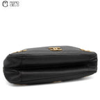 Caviar Skin Triple Coco Double Chain Shoulder Black