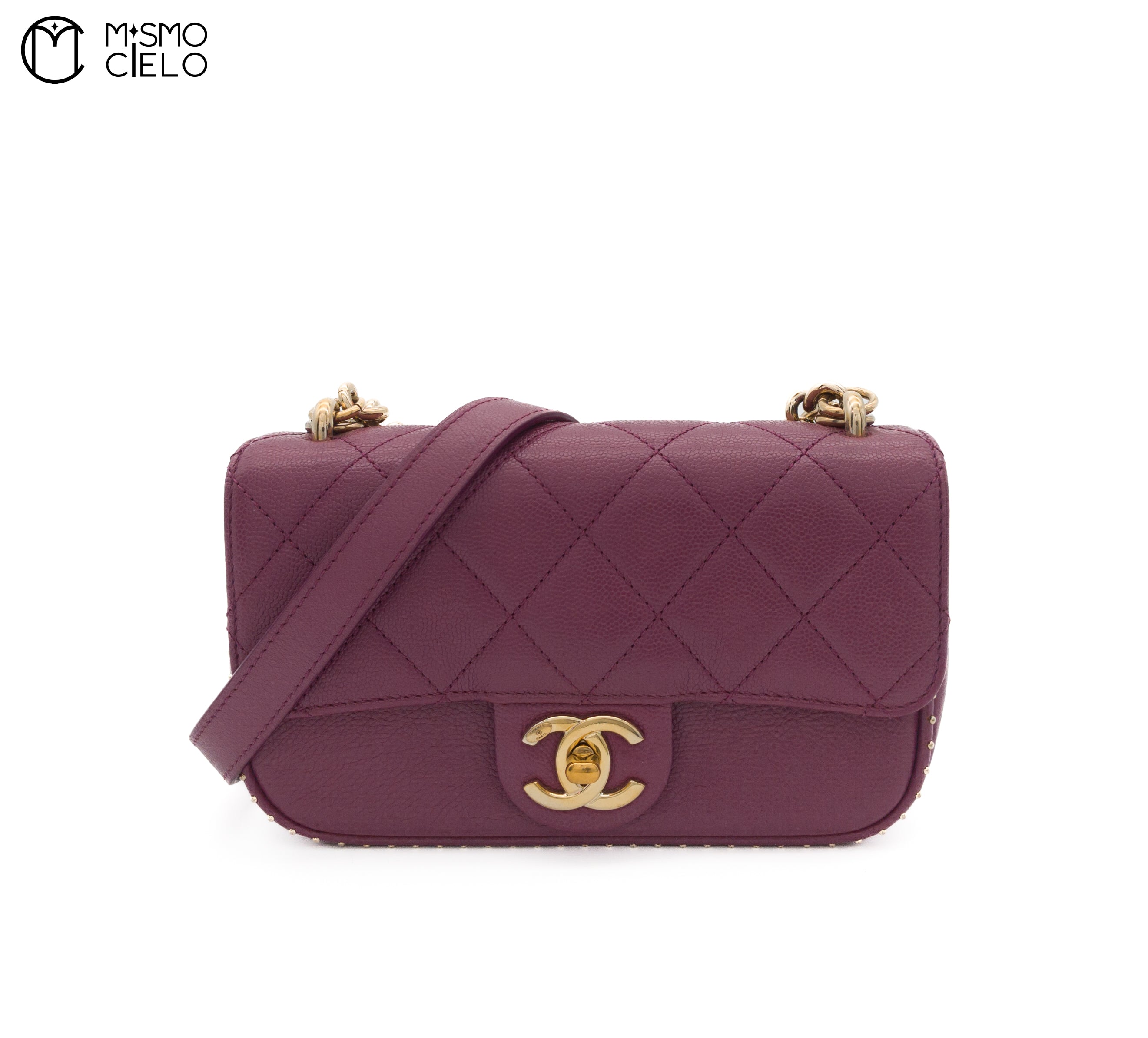 Purple Caviar Skin 2Way Shoulder Bag