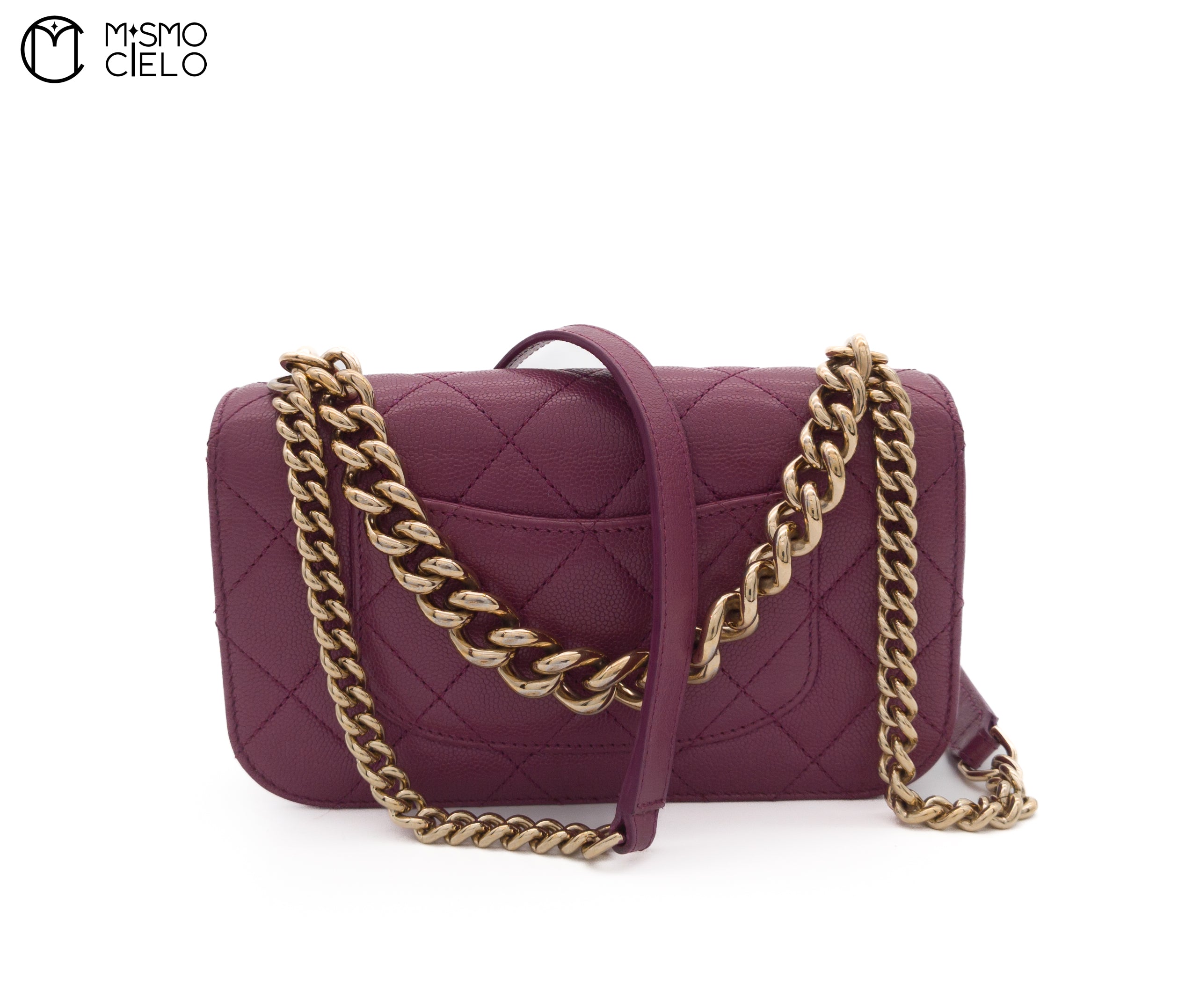 Purple Caviar Skin 2Way Shoulder Bag