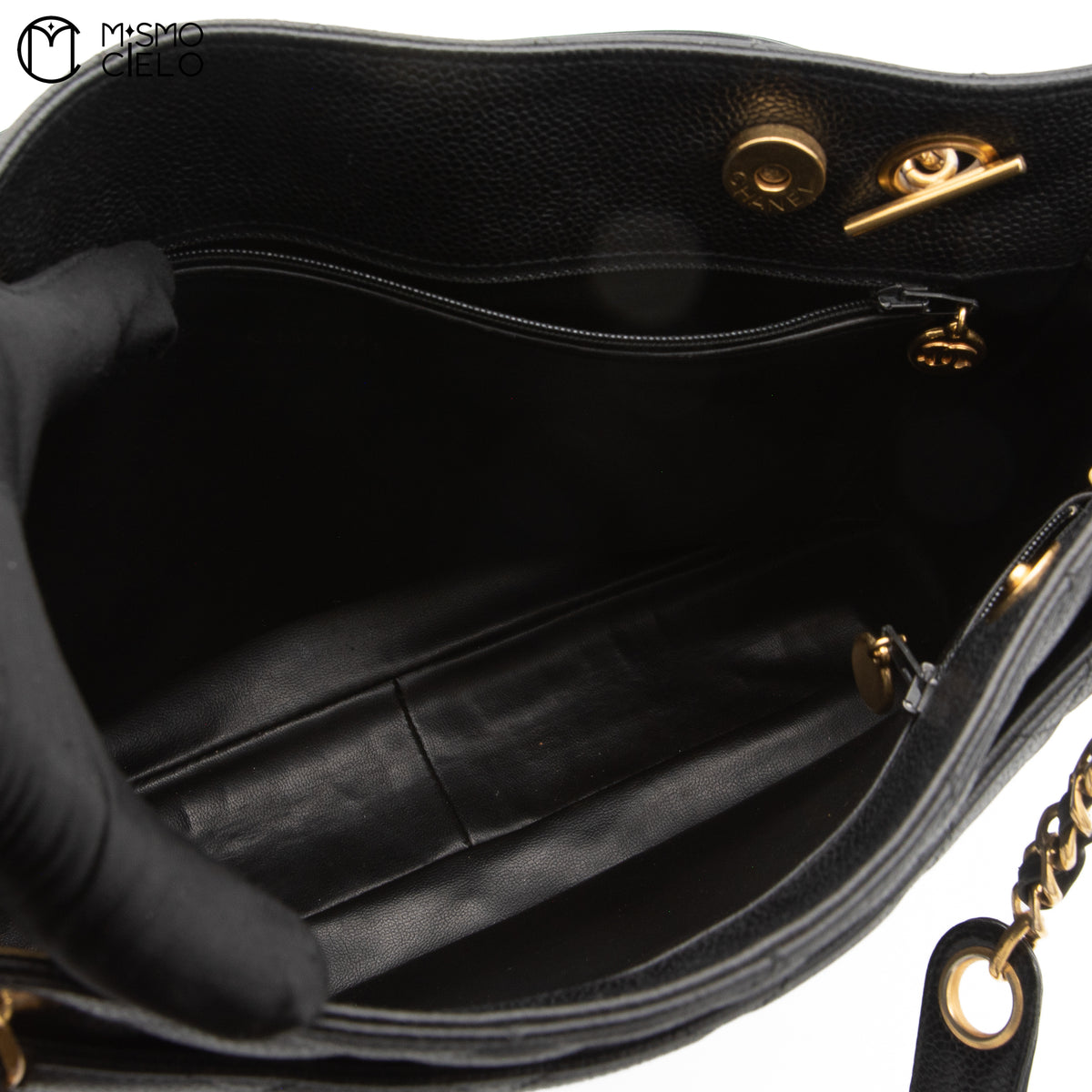 Black Caviar Skin Shoulder Bag