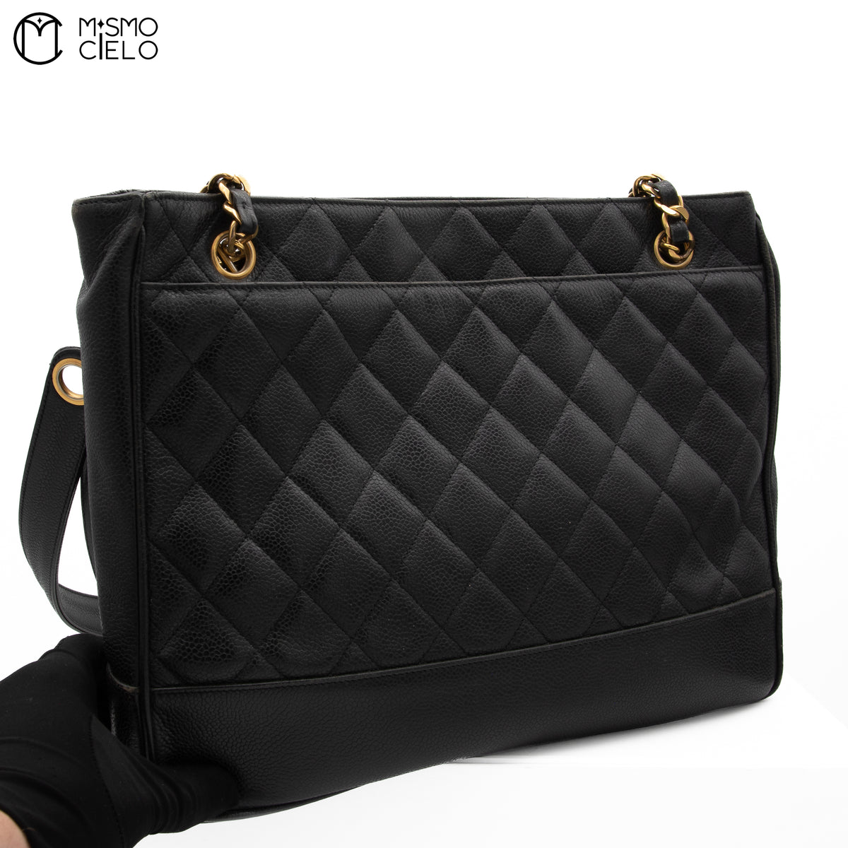 Black Caviar Skin Shoulder Bag