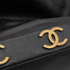 Caviar Skin Triple Coco Drawstring Chain Shoulder Bag With Pouch