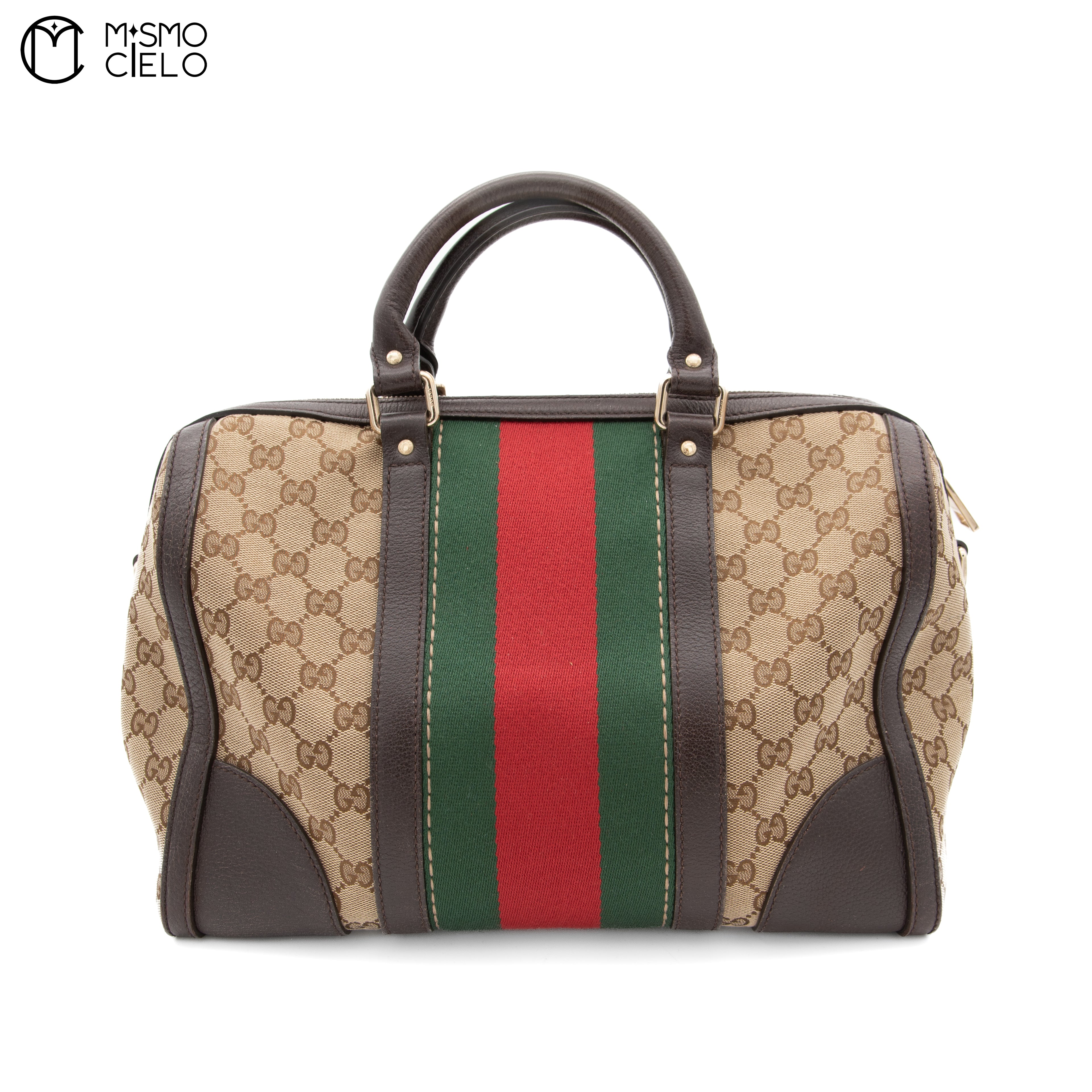 GG Canvas Bee & Star 2-Way Bag With Shelley Brown Strap