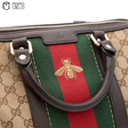 GG Canvas Bee & Star 2-Way Bag With Shelley Brown Strap