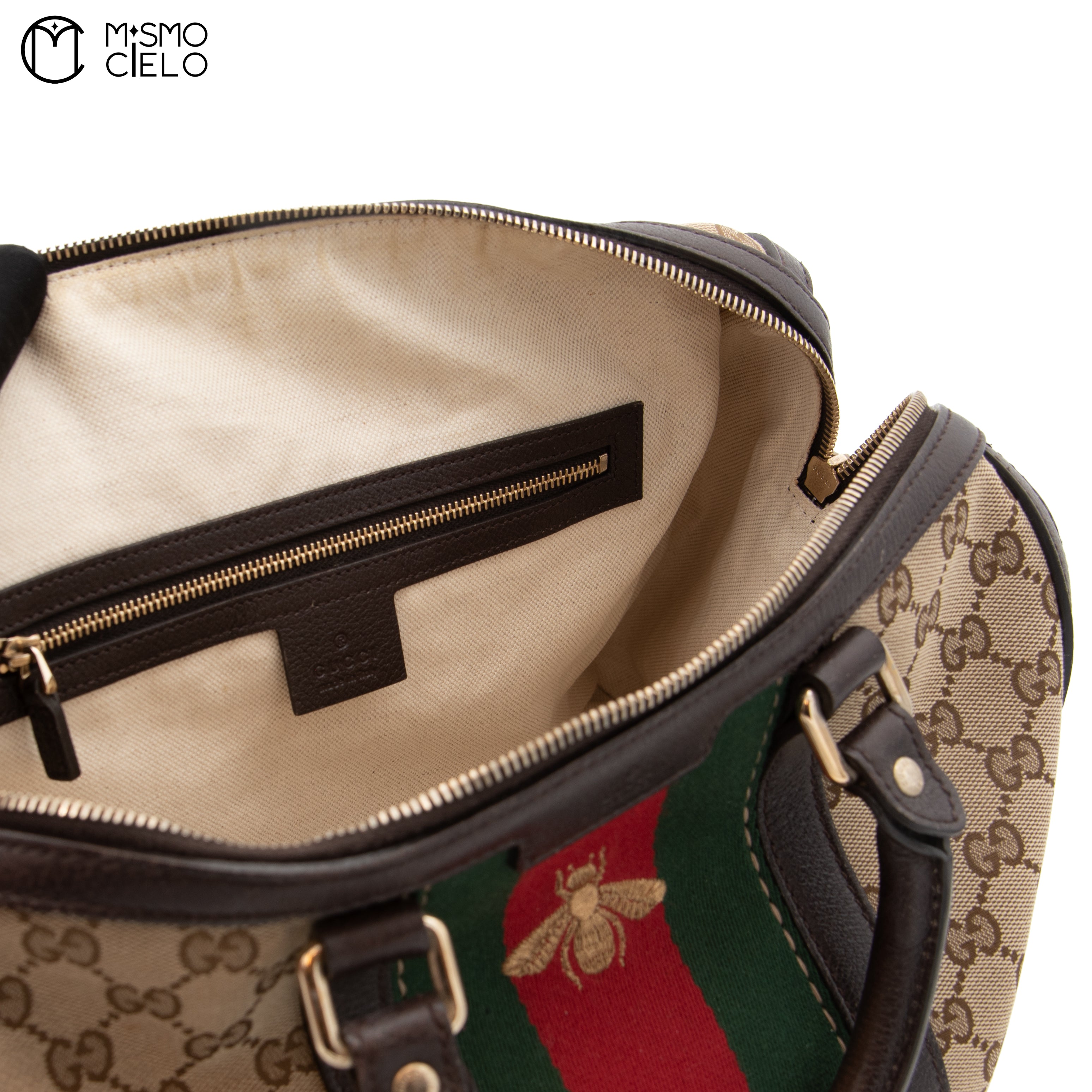 GG Canvas Bee & Star 2-Way Bag With Shelley Brown Strap