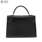 Authenticated Kelly 32 Black 2 Way Shoulder Bag