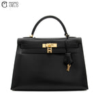 Authenticated Kelly 32 Black 2 Way Shoulder Bag