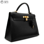 Authenticated Kelly 32 Black 2 Way Shoulder Bag