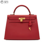 Authenticated Red Kelly 32 2 Way Shoulder Bag