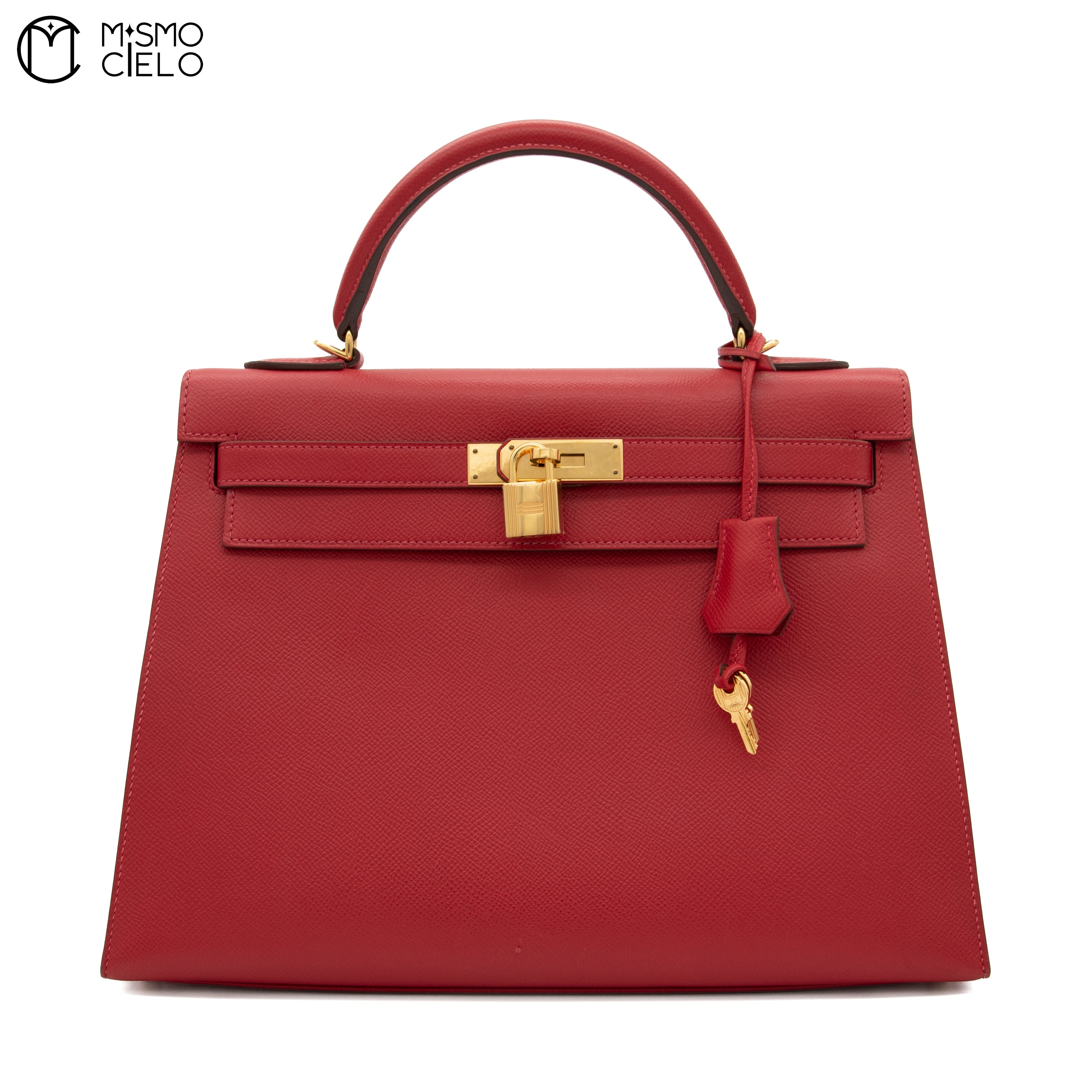 Authenticated Red Kelly 32 2 Way Shoulder Bag