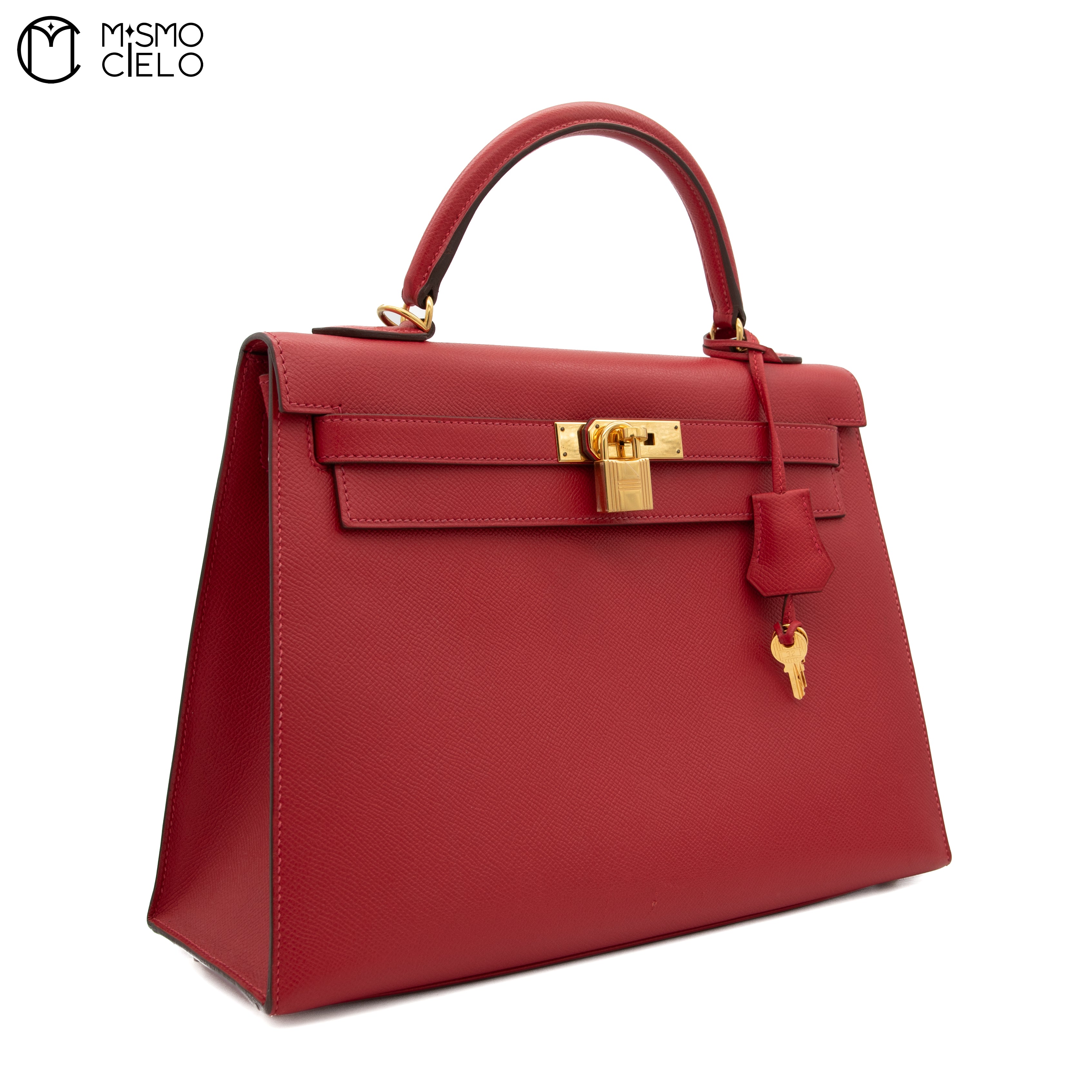 Authenticated Red Kelly 32 2 Way Shoulder Bag