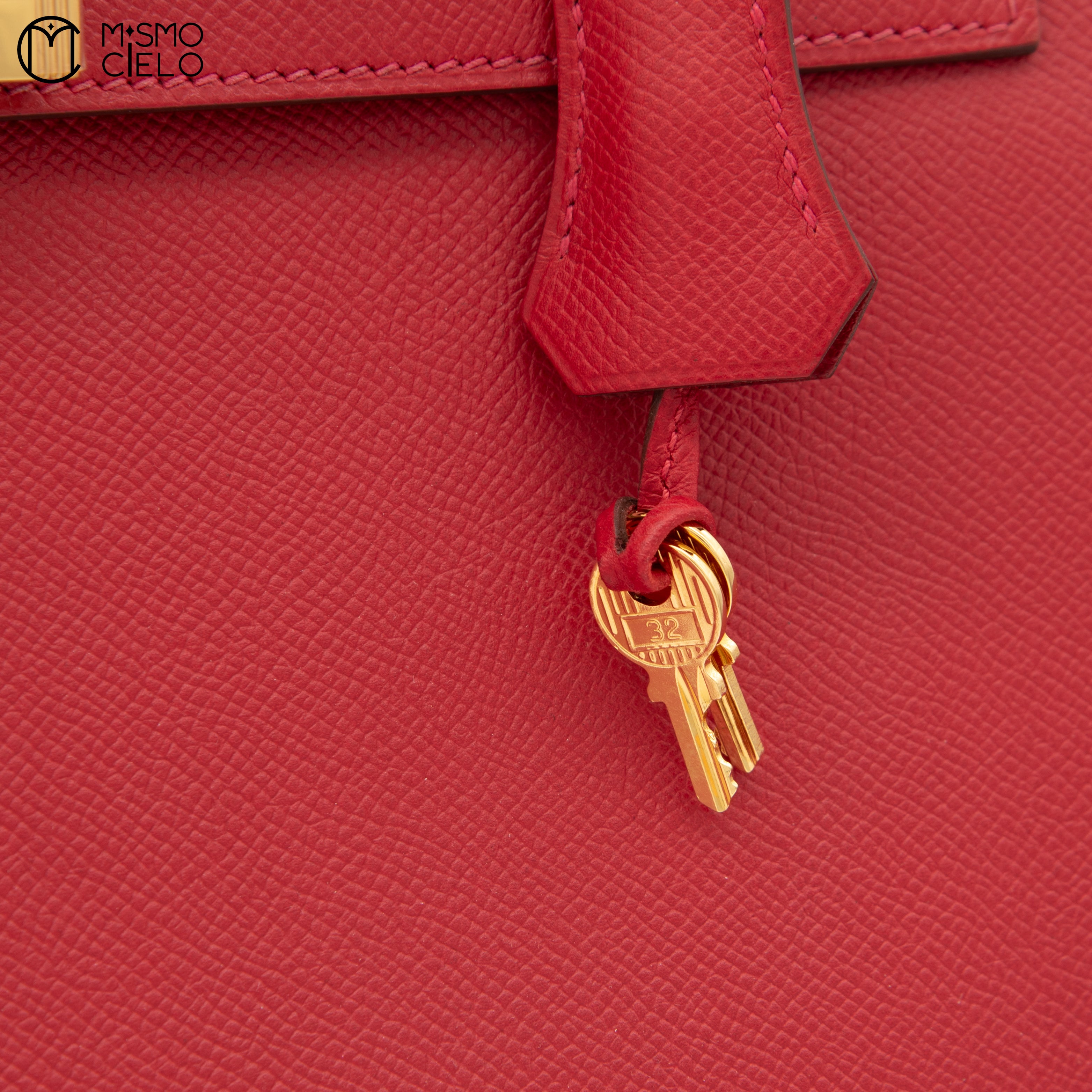 Authenticated Red Kelly 32 2 Way Shoulder Bag