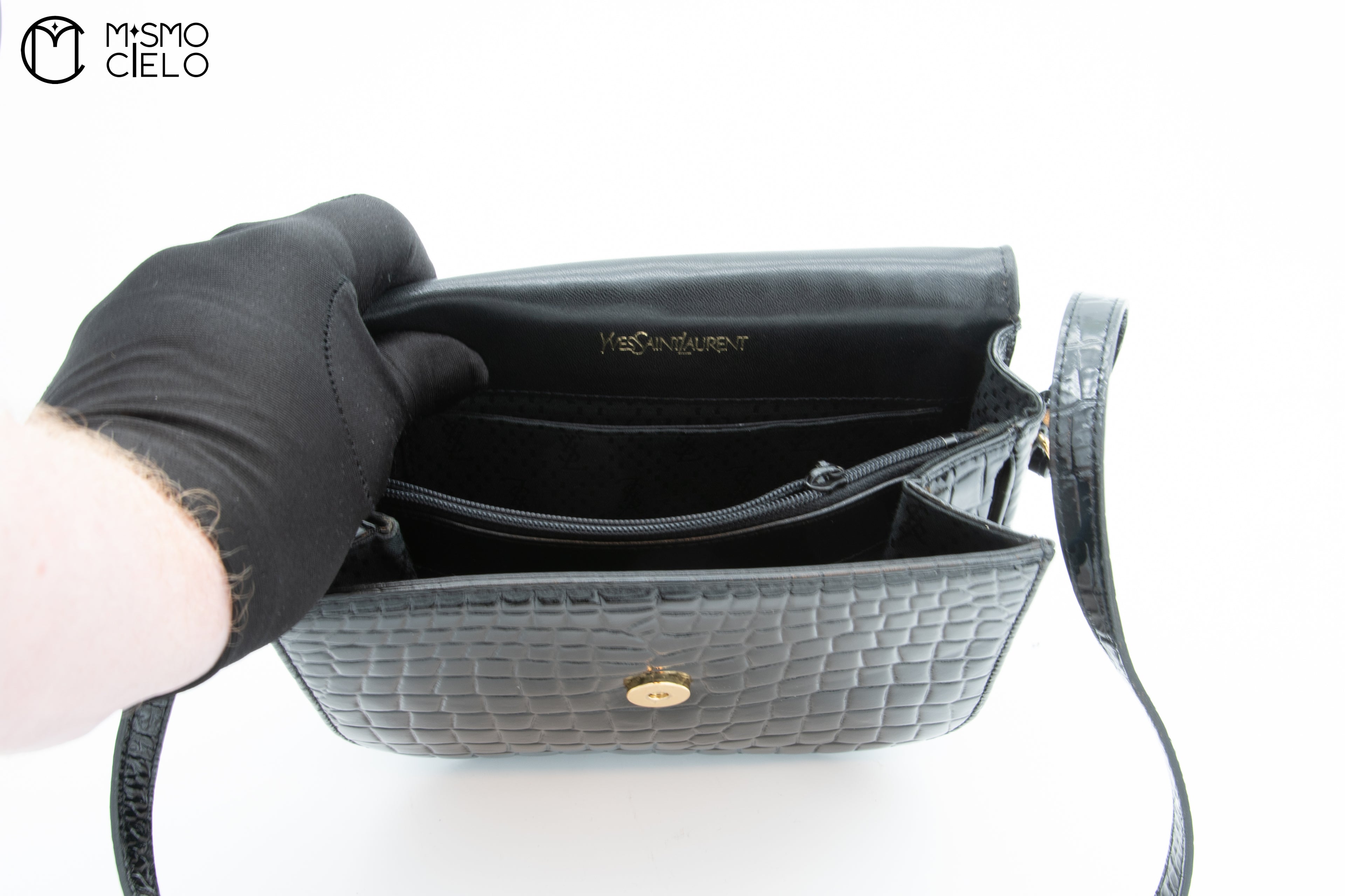 Crocodile Embossed Shoulder Bag