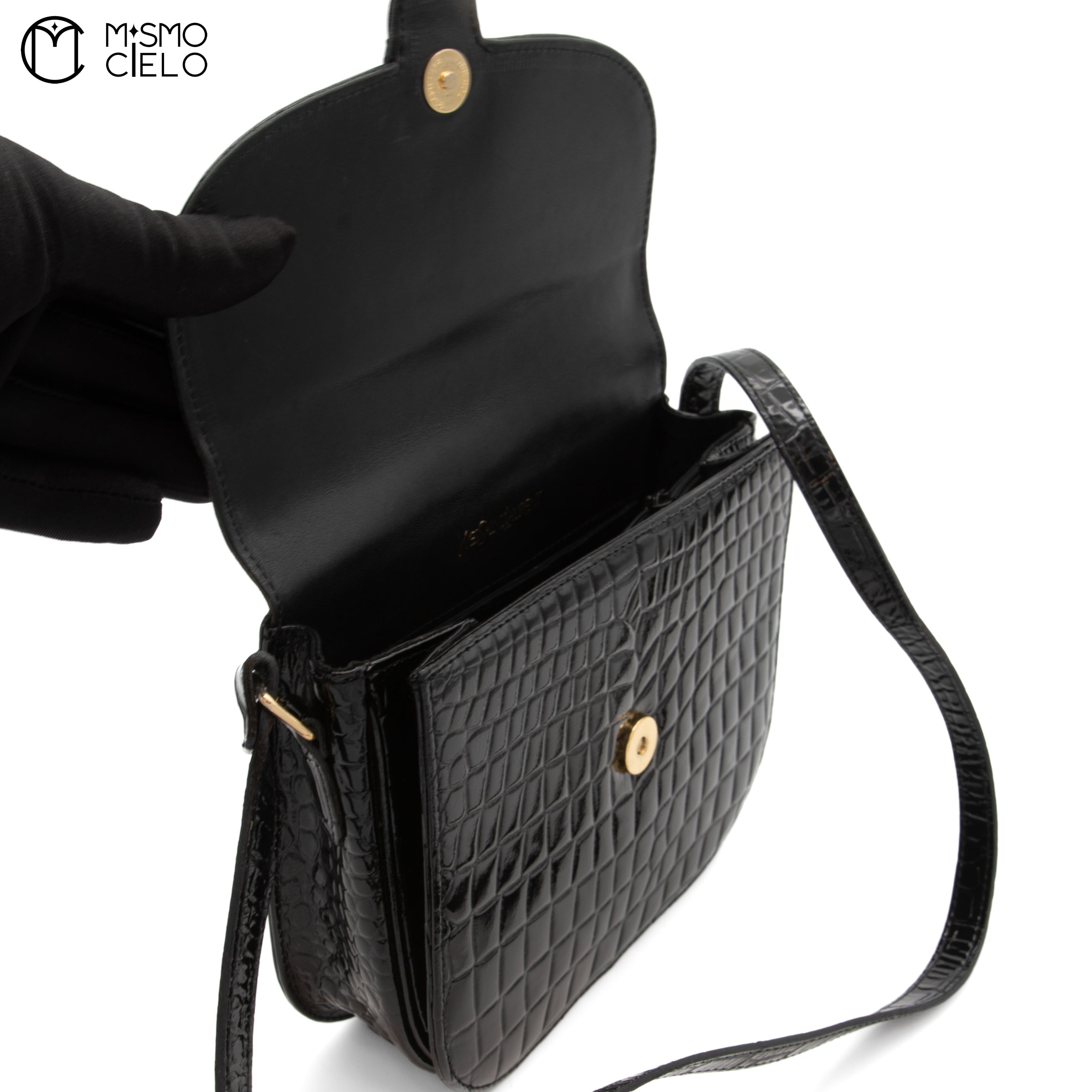 Crocodile Embossed Shoulder Bag