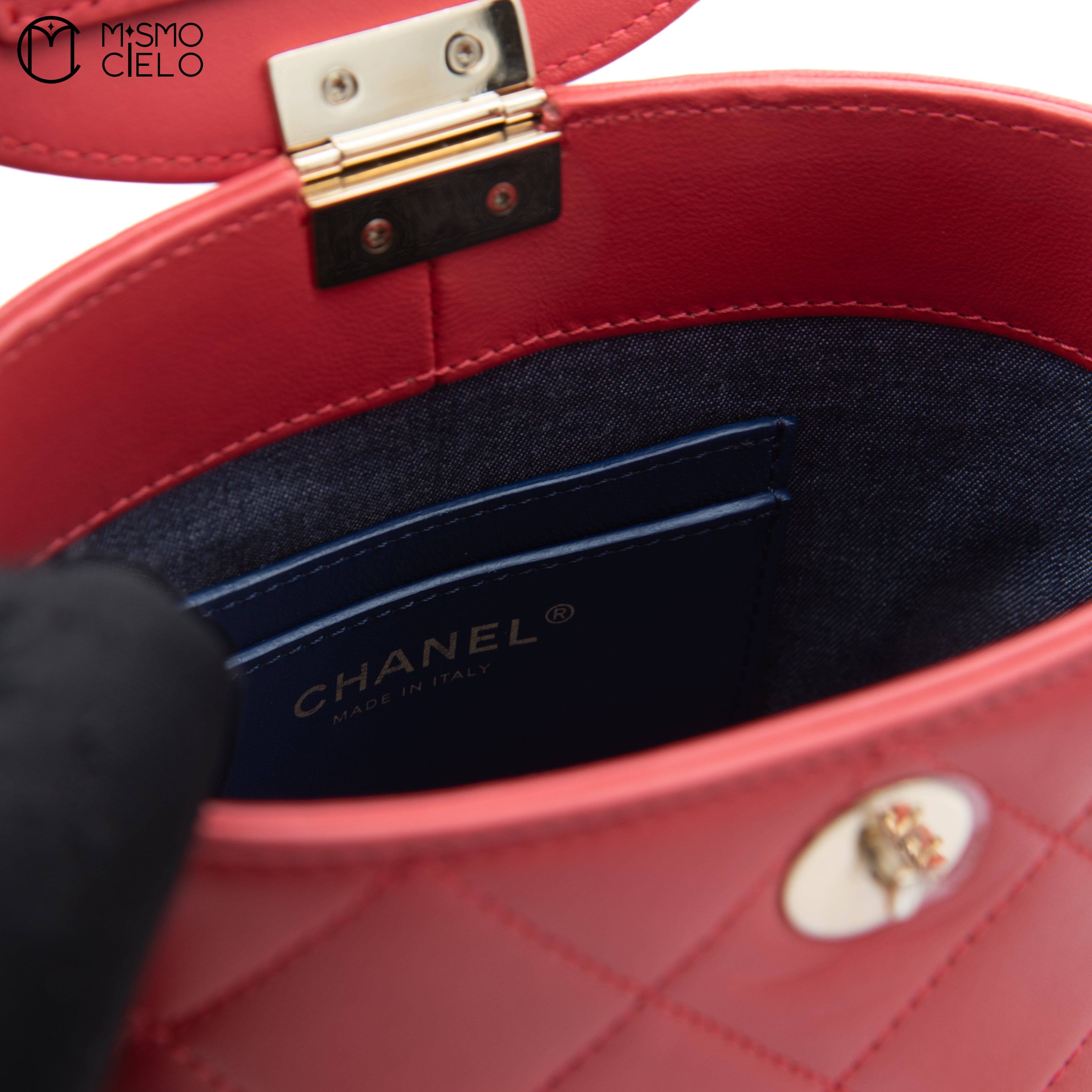 Matelasse Leather Vanity Shoulder Bag