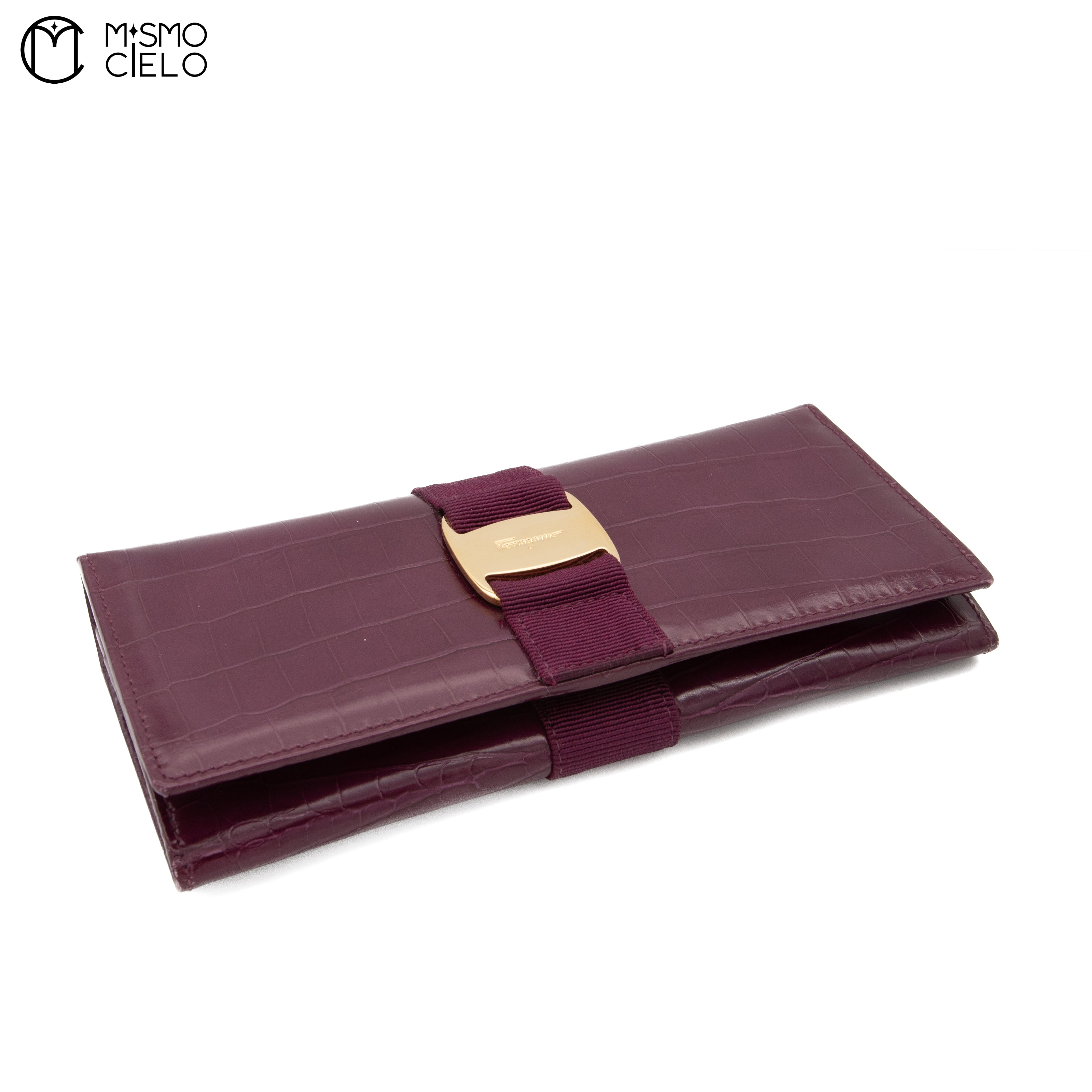 Vara Ribbon Long Wallet Crocodile Embossed