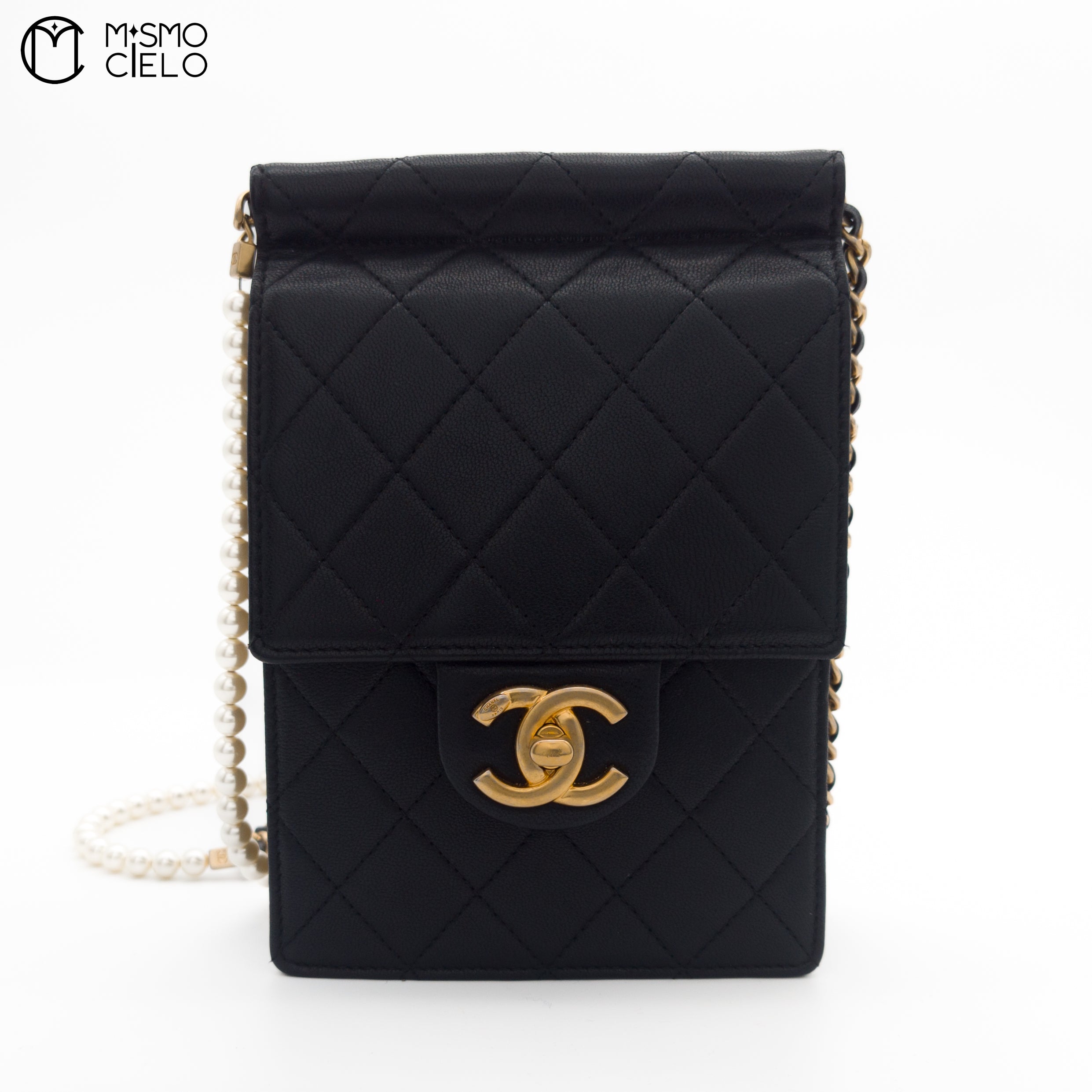 Matelasse Leather Pearl Chain Shoulder Bag