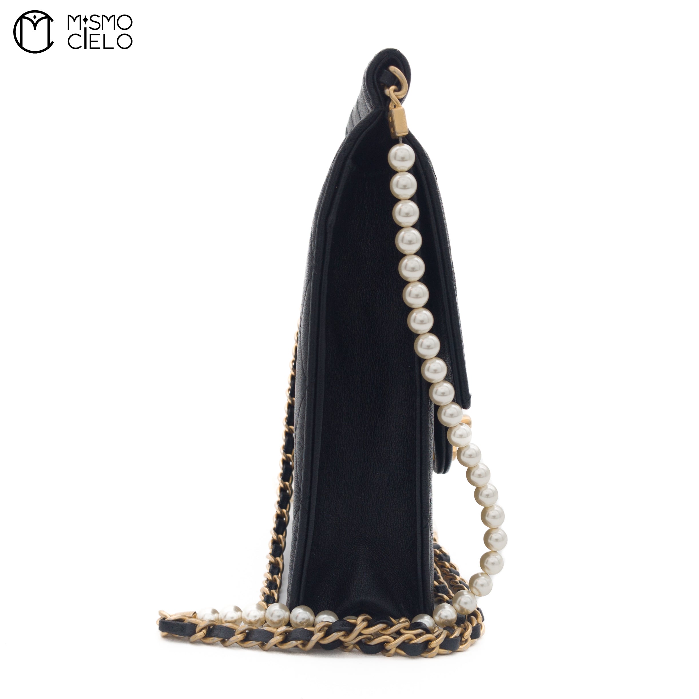 Matelasse Leather Pearl Chain Shoulder Bag