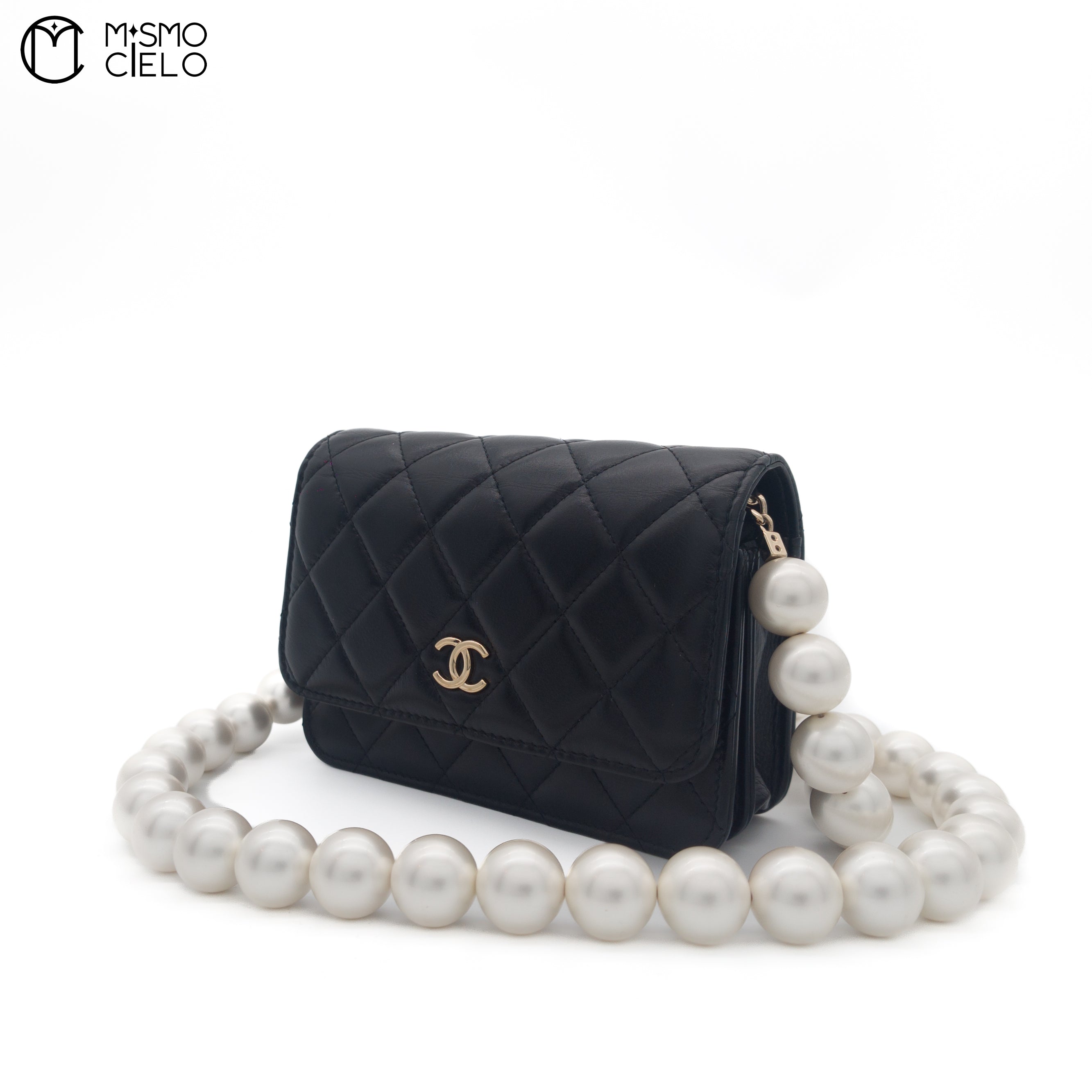 Matelasse Lambskin Coco Mark Pearl Chain Shoulder
