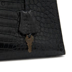 Kelly 32 Noir Crocodile Handbag H Engraved