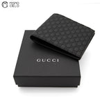 Micro GG Bi-Fold Wallet In Black Leather