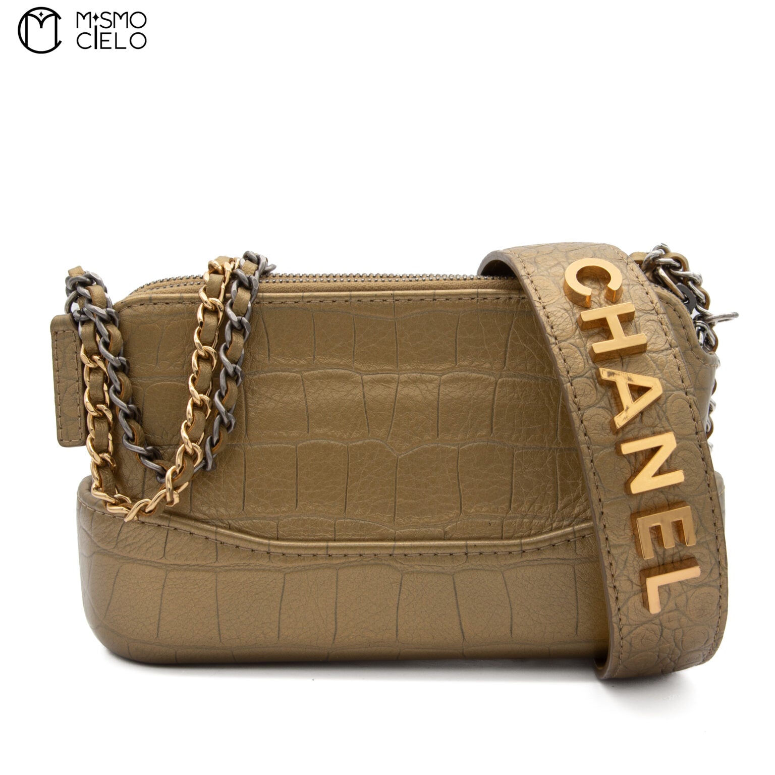Gold Gabriel Crocodile Shoulder Bag