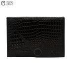 Clutch Bag In Black Crocodile Embossed Leather