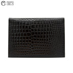 Clutch Bag In Black Crocodile Embossed Leather