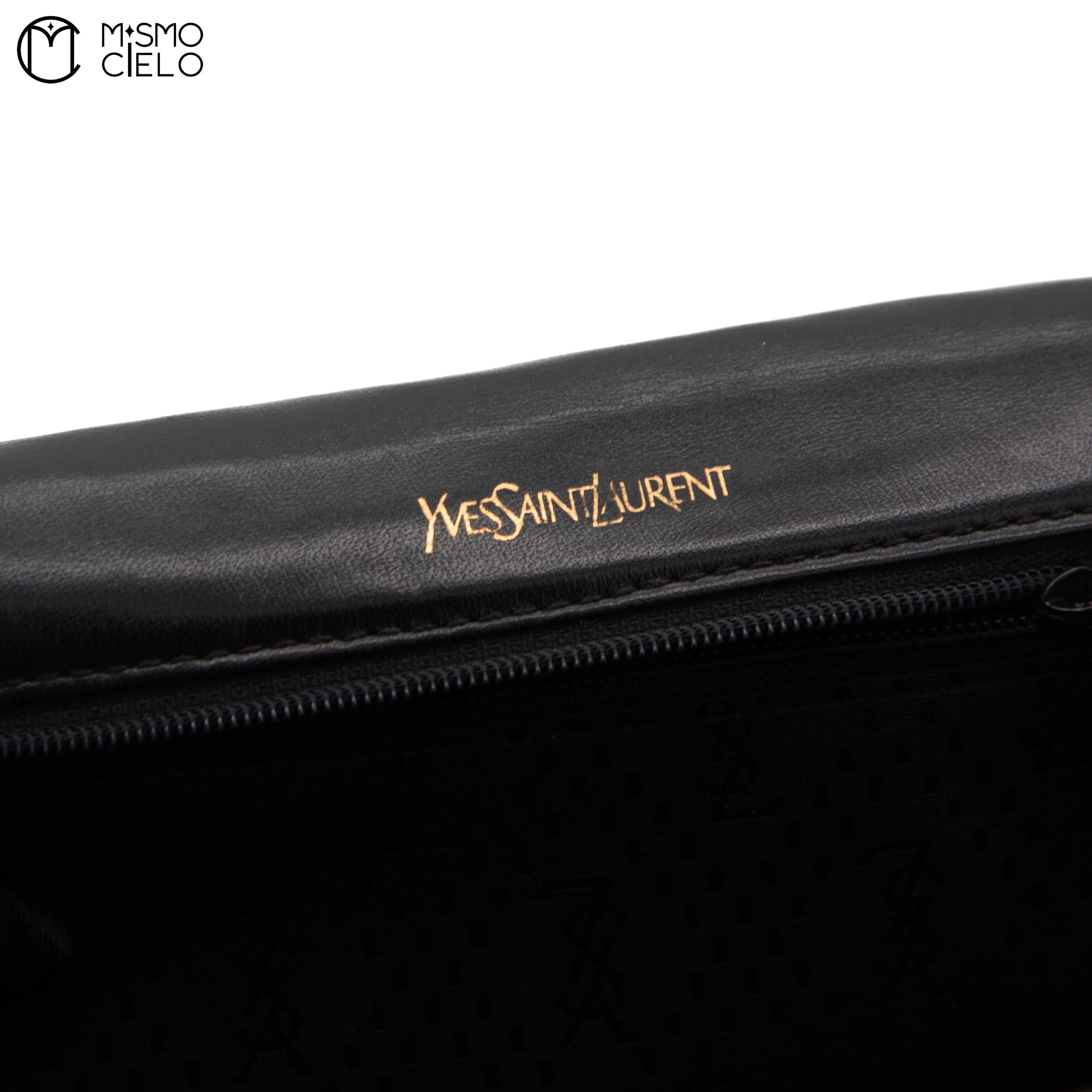 Clutch Bag In Black Crocodile Embossed Leather