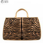 Zebra Pony Hair Top Handle Tote