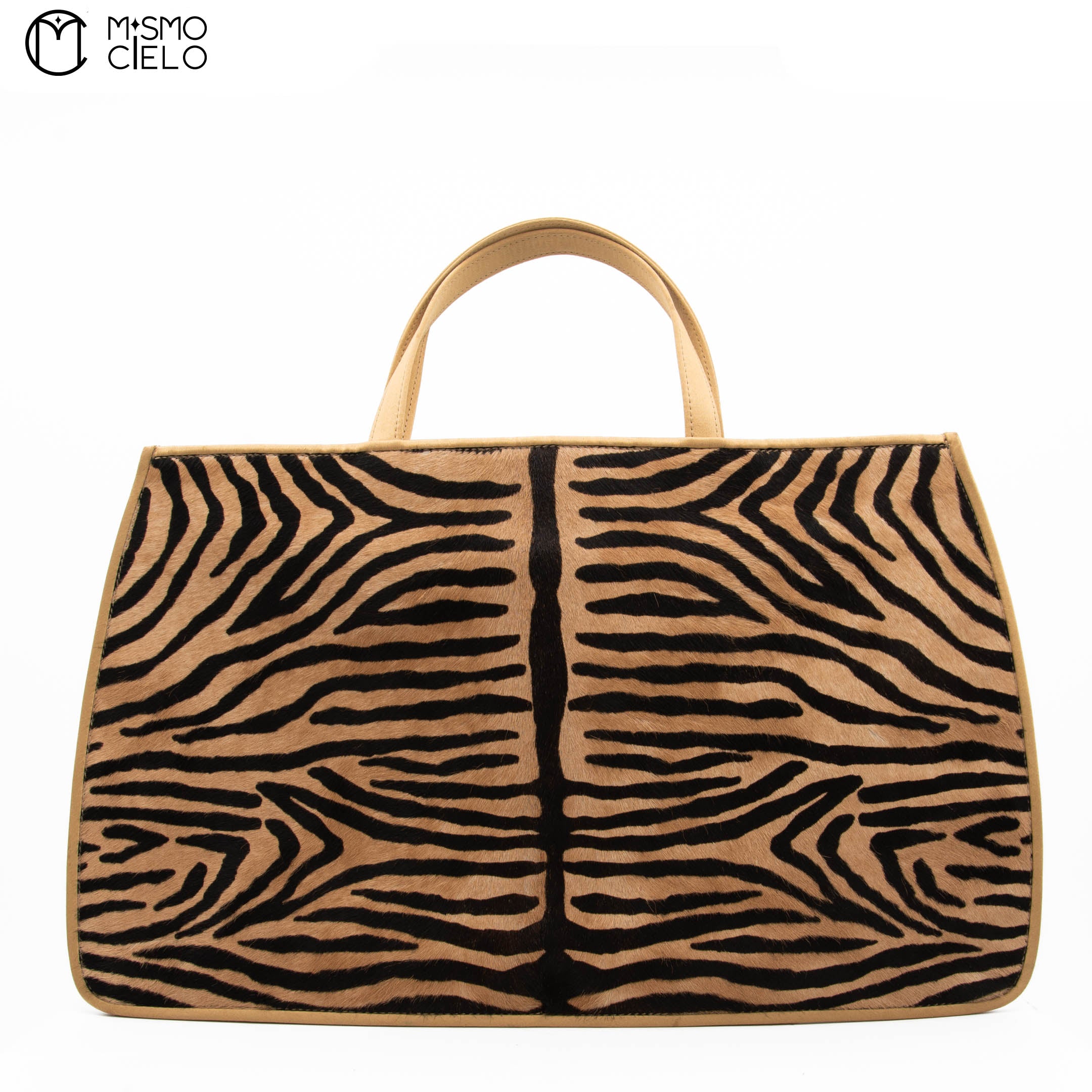 Zebra Pony Hair Top Handle Tote
